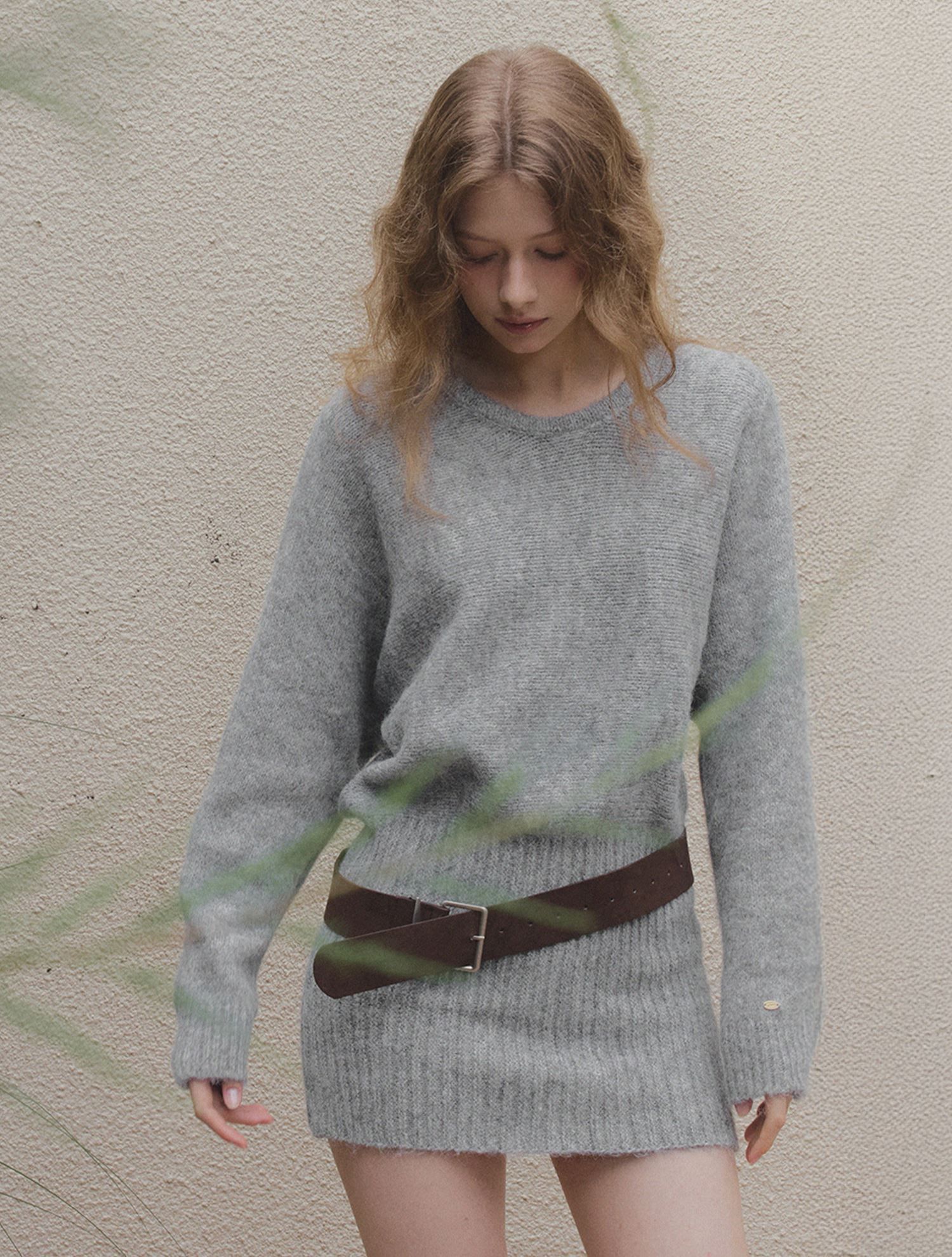 Rain Loose Fit Knit Dress (Belt Set)