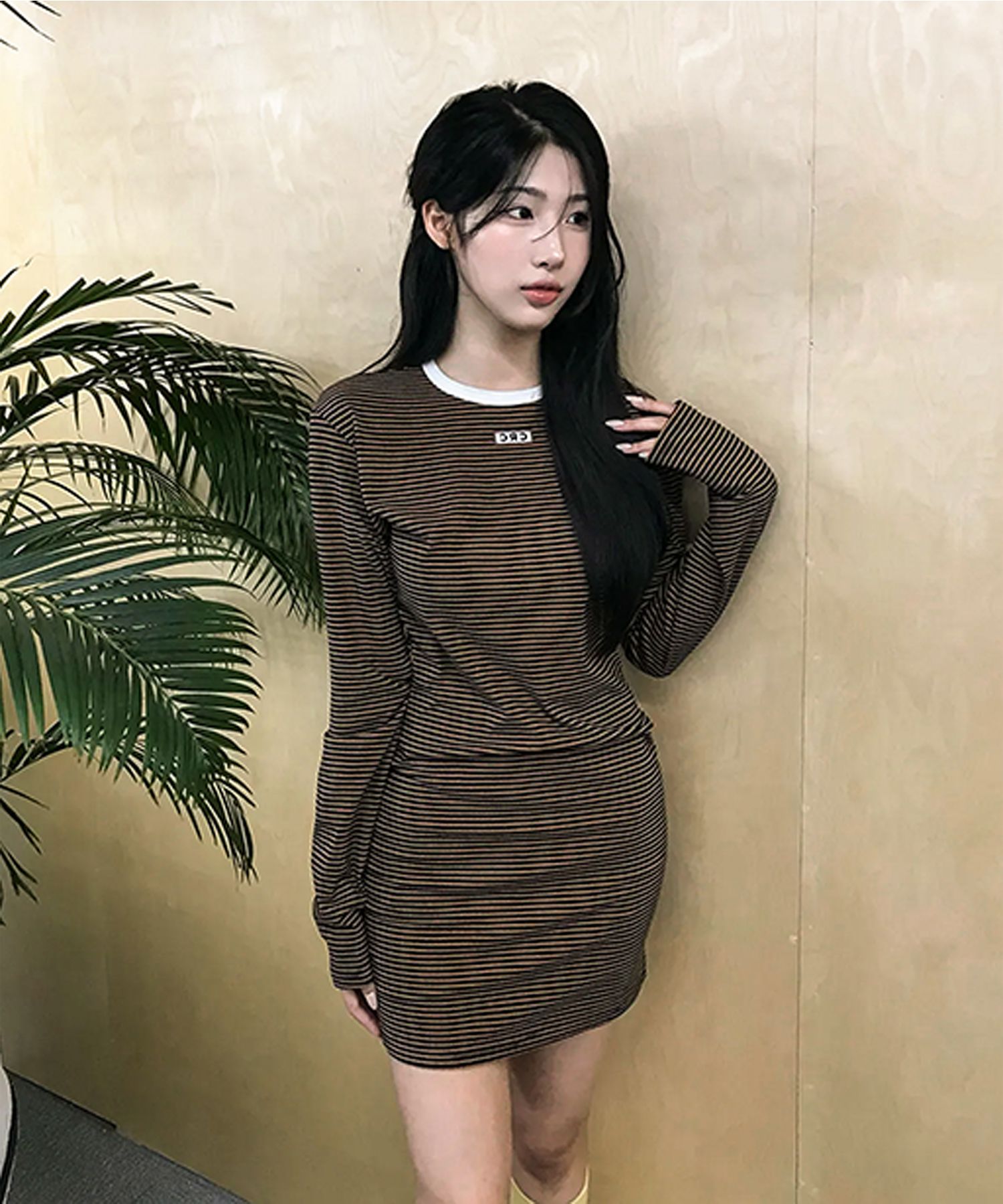 Striped mini dress (Navy)